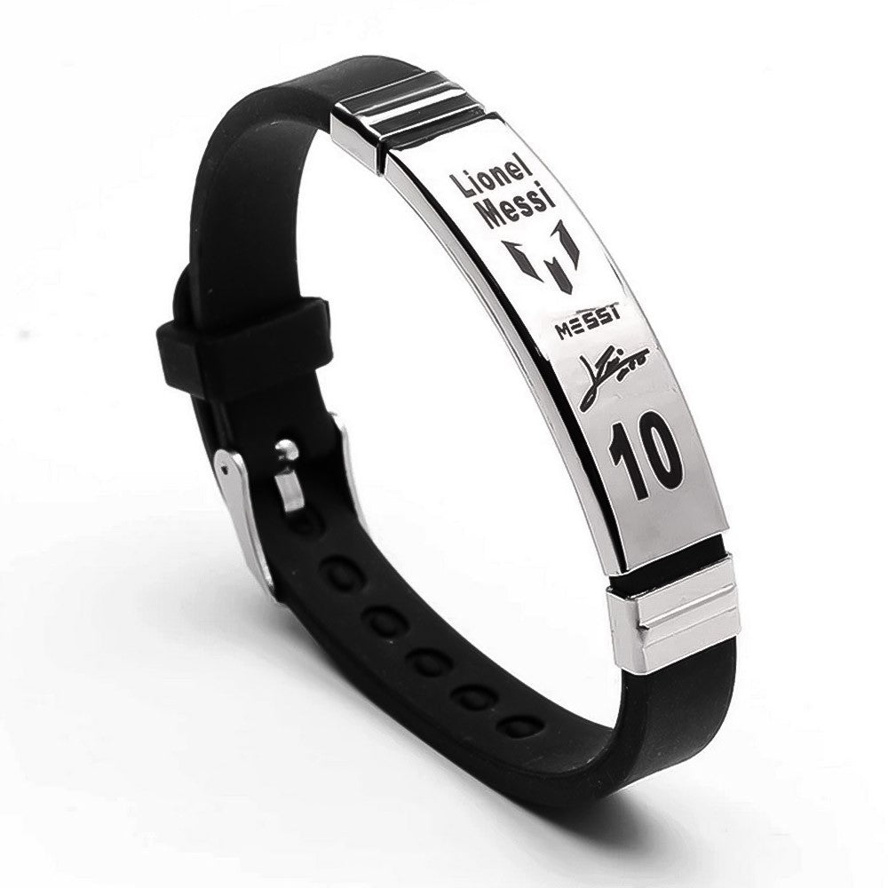 Lionel Messi Engraved Signature Silicone Wristband Bracelet for Men