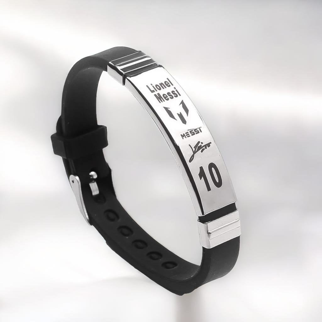 Lionel Messi Engraved Signature Silicone Wristband Bracelet for Men