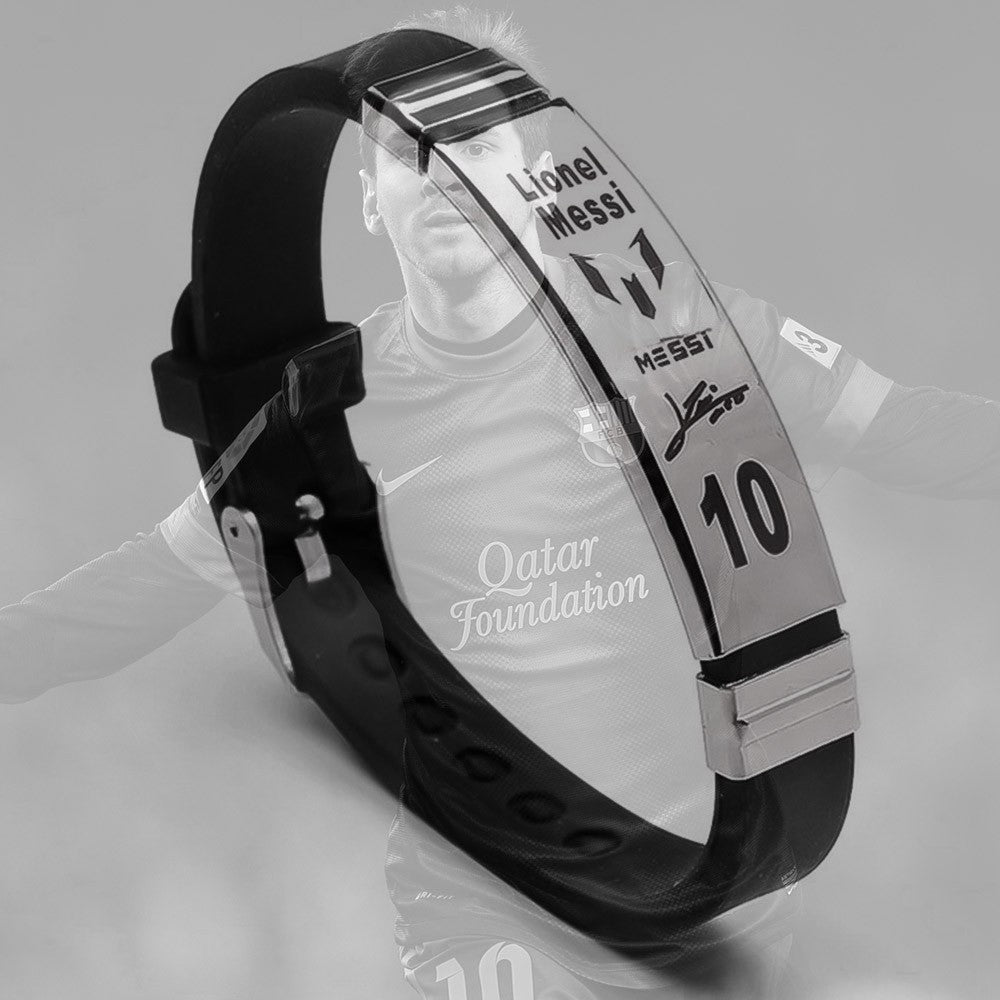 Lionel Messi Engraved Signature Silicone Wristband Bracelet for Men