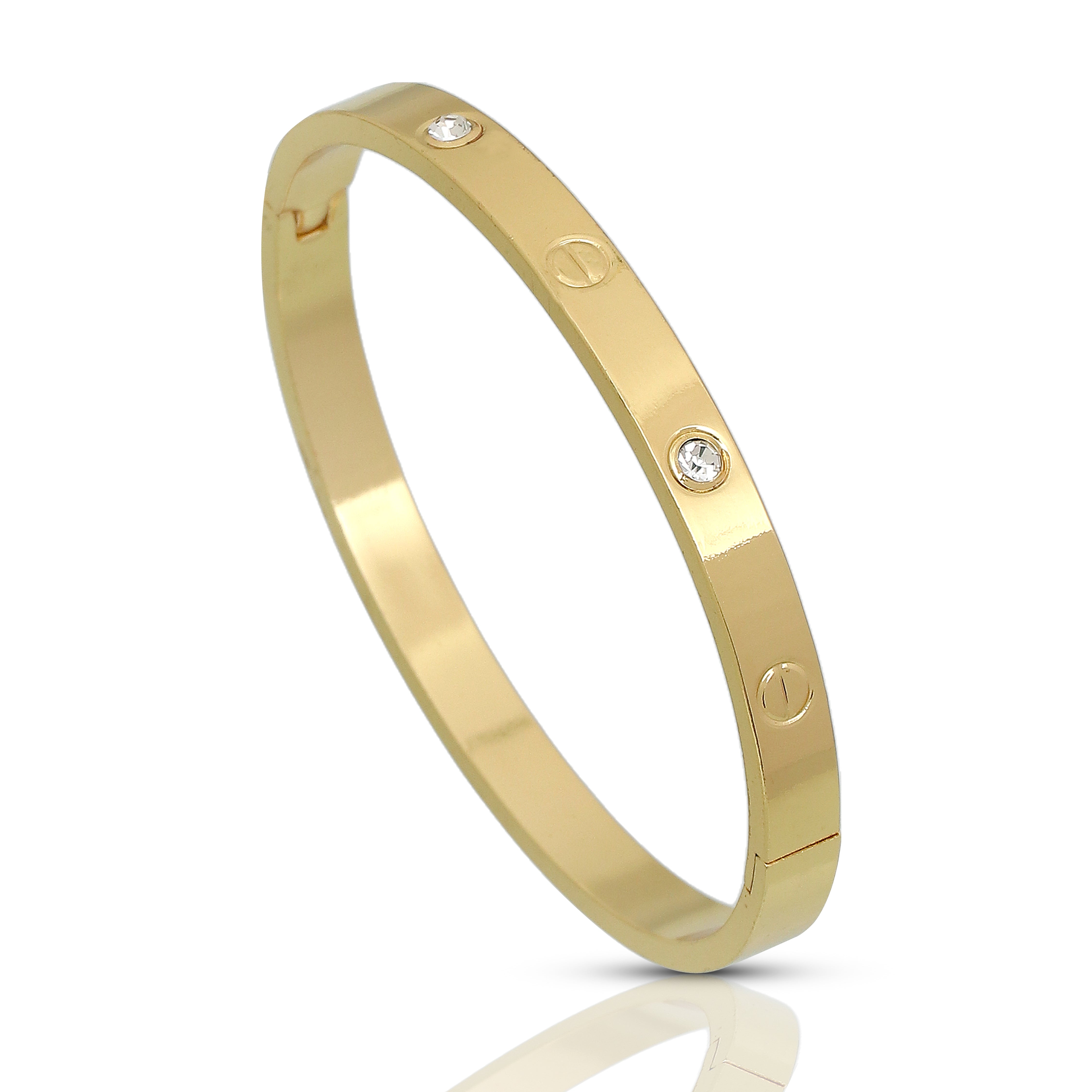 Cubic Zirconia Gold-Plated Bangle-Style Bracelet for Women