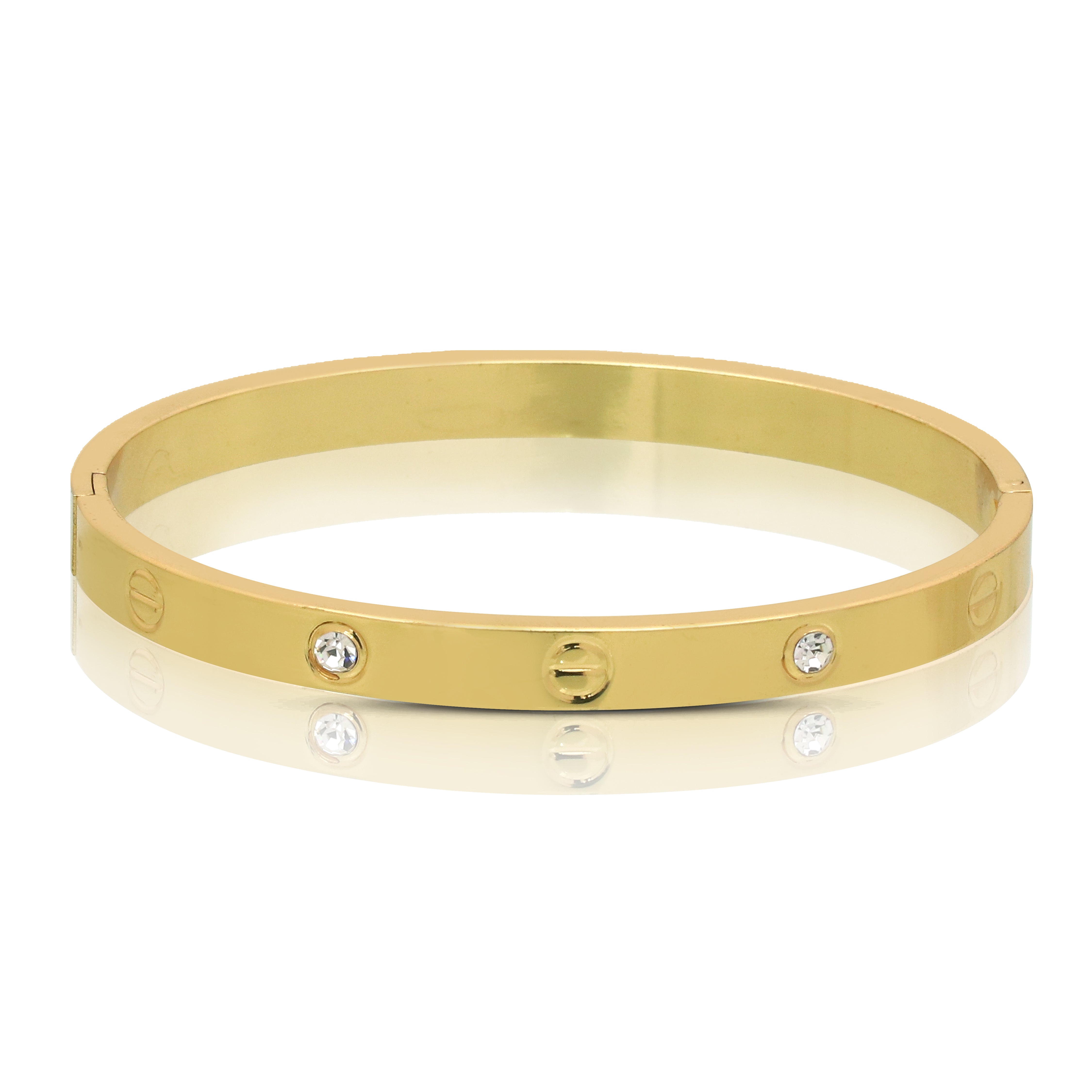 Cubic Zirconia Gold-Plated Bangle-Style Bracelet for Women