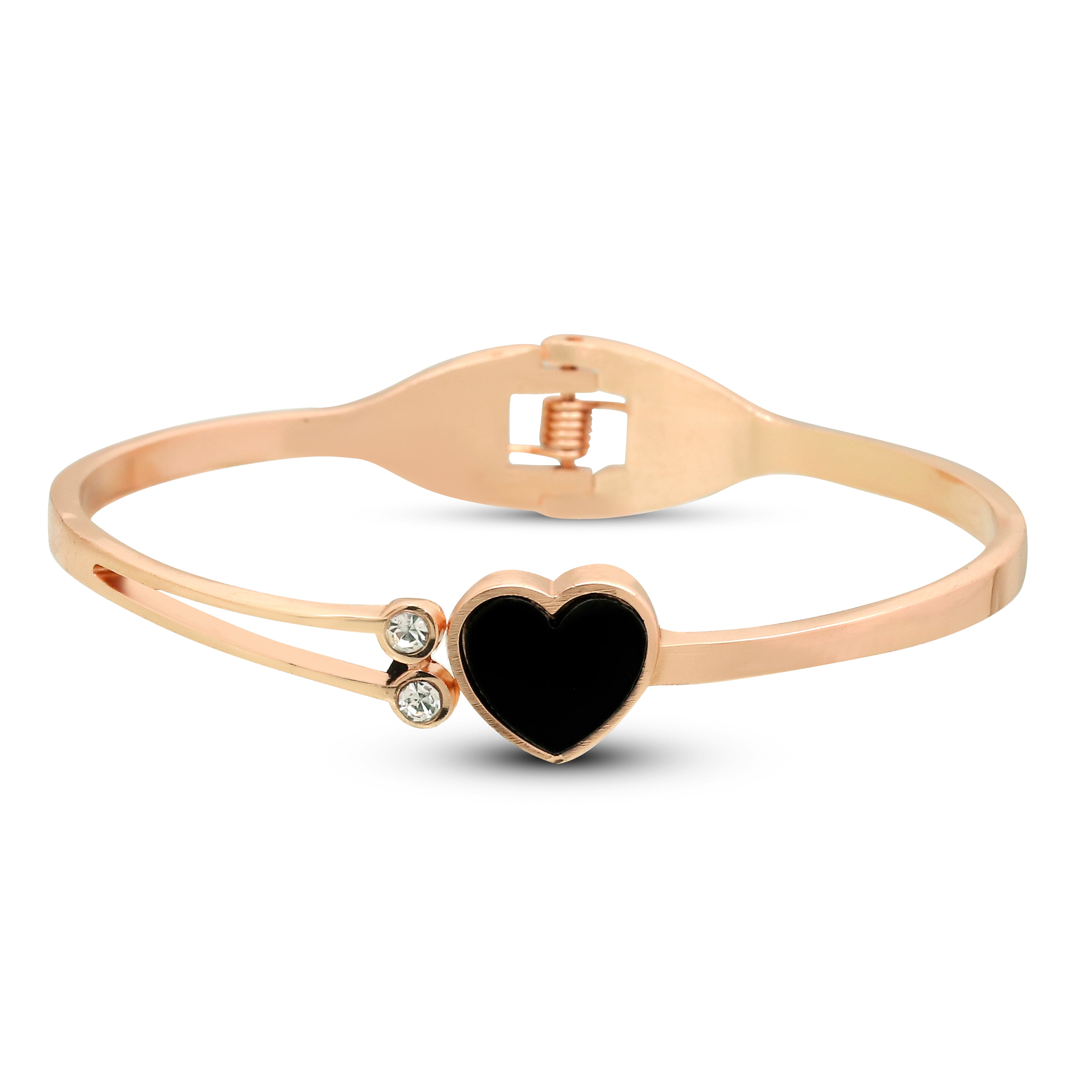Rose Gold Adjustable Love Black Heart Bracelet for Women