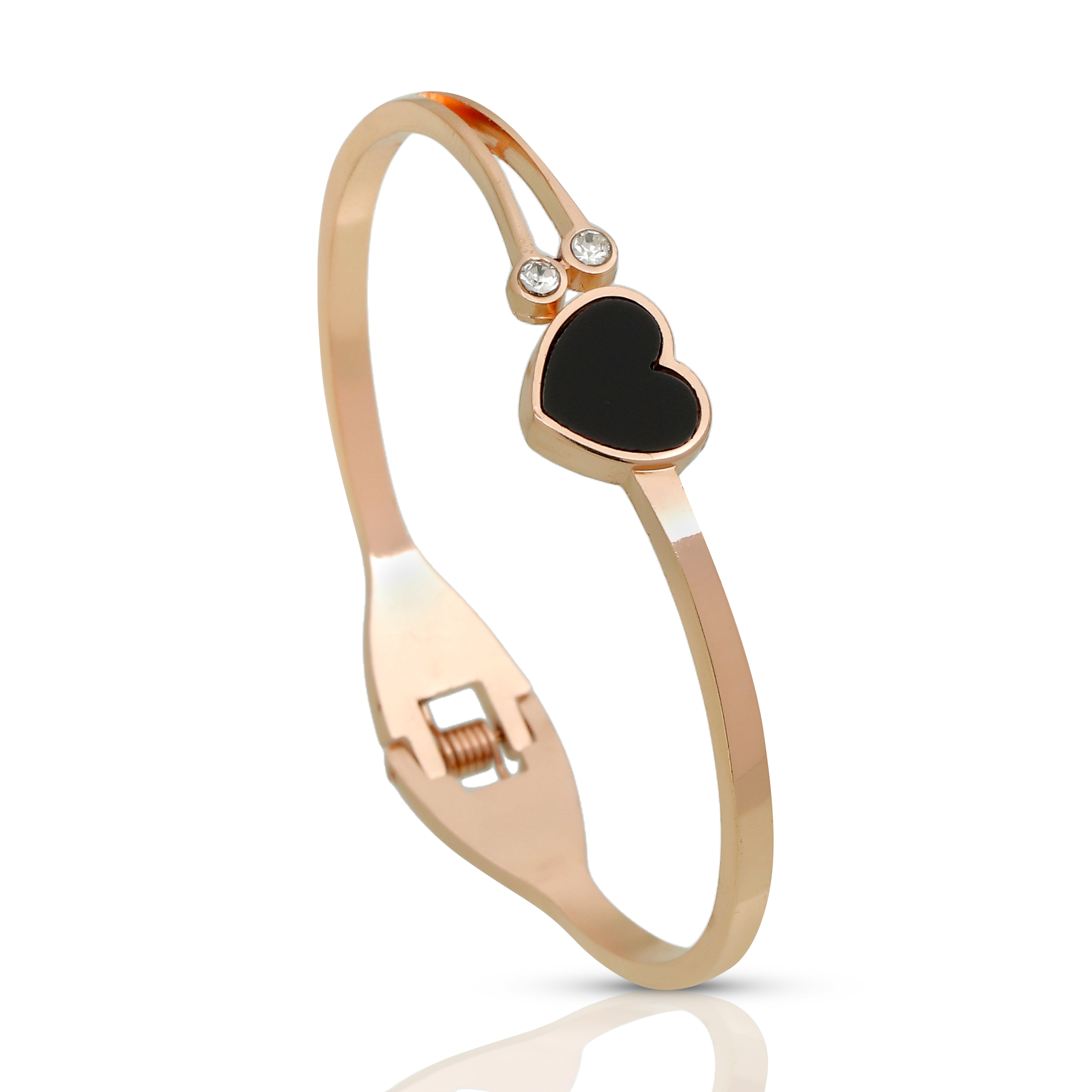 Rose Gold Adjustable Love Black Heart Bracelet for Women
