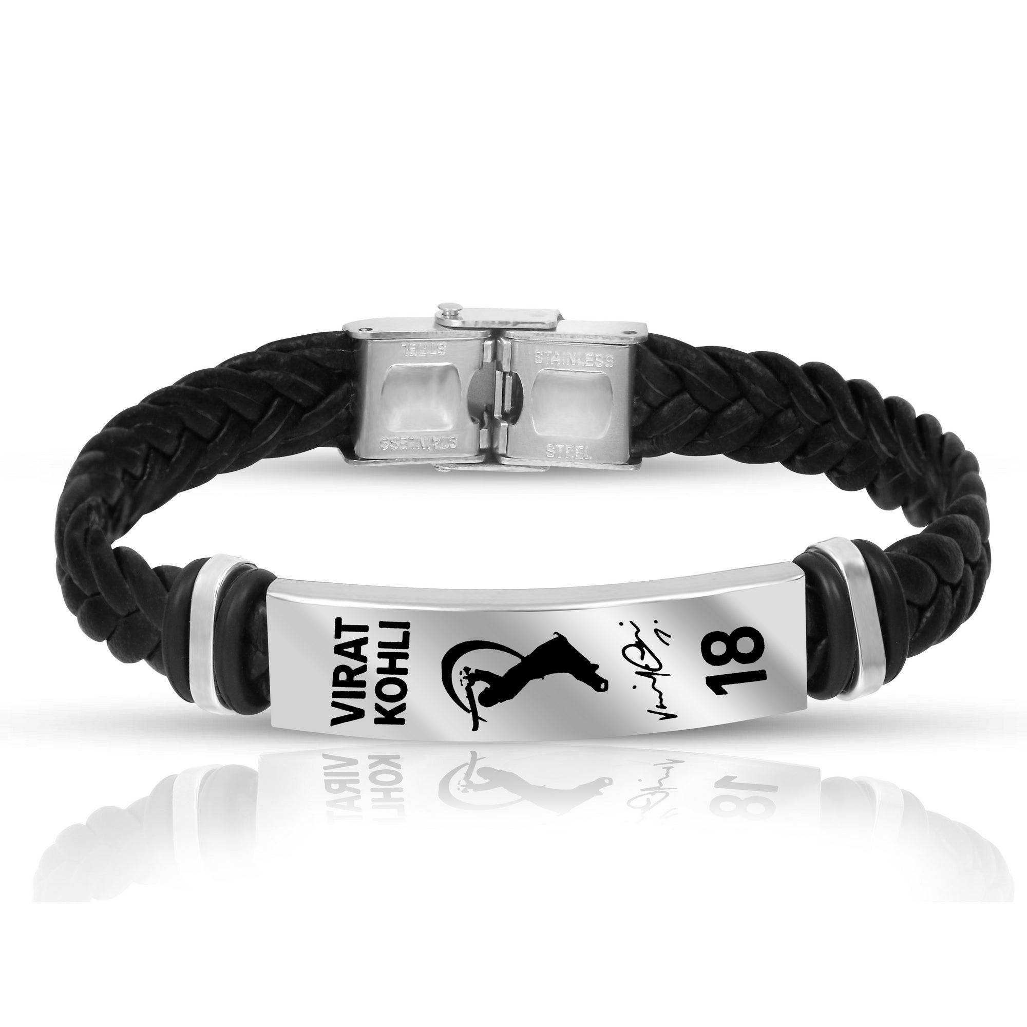 Men's Black Imprint Virat Kohli Inspired Sixer Shot Pose Bracelet