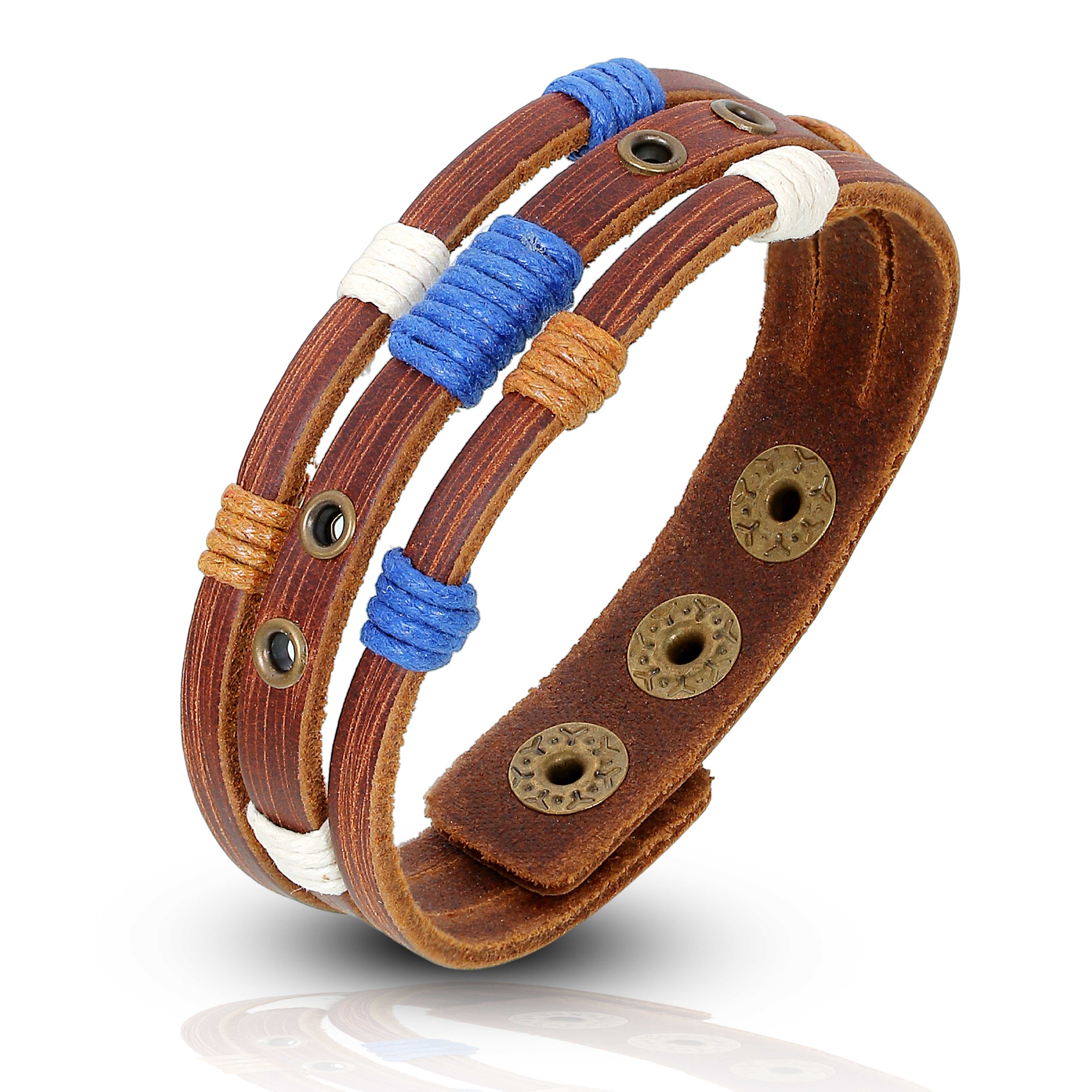 Brown Braided Wristband Leather Bracelet for Men