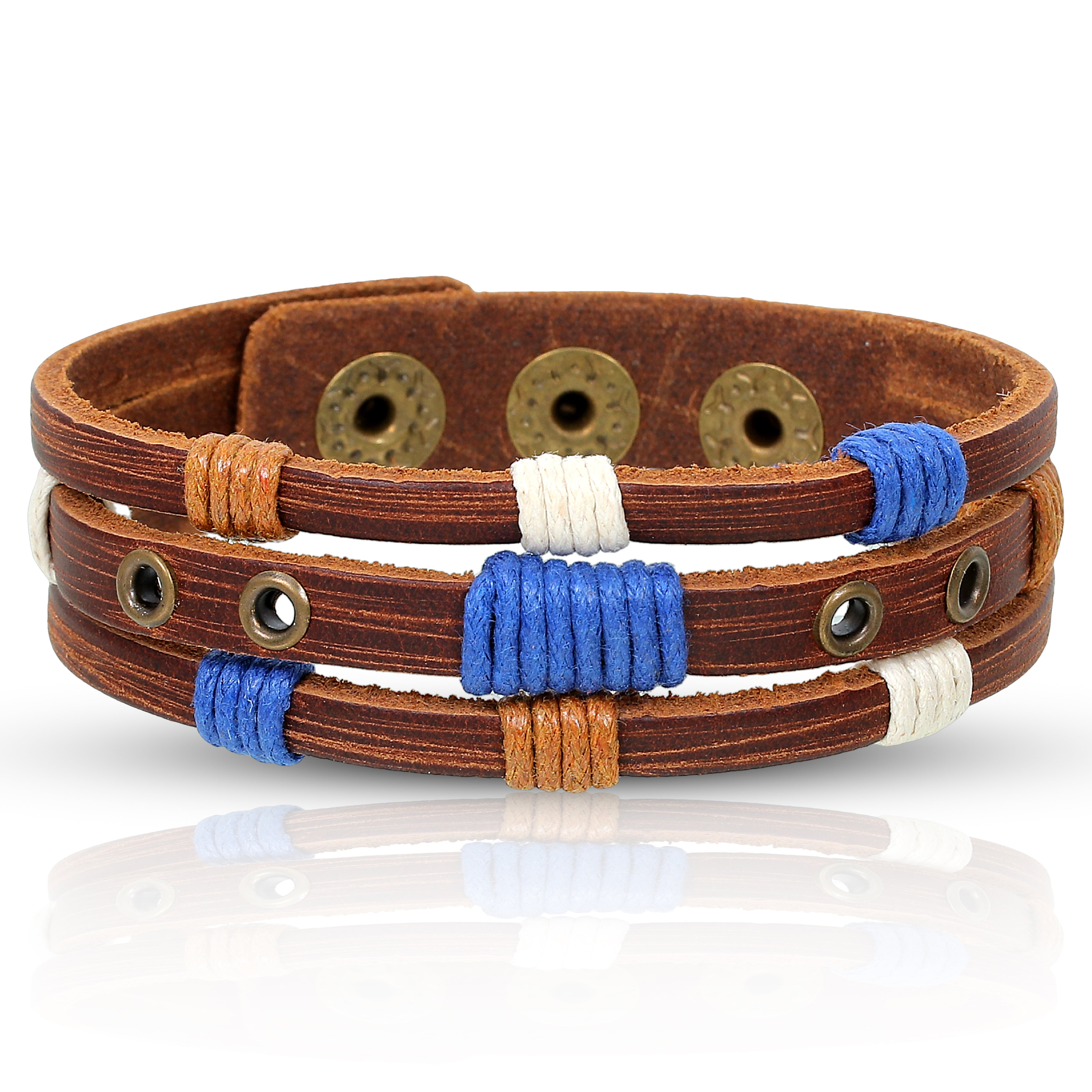 Brown Braided Wristband Leather Bracelet for Men