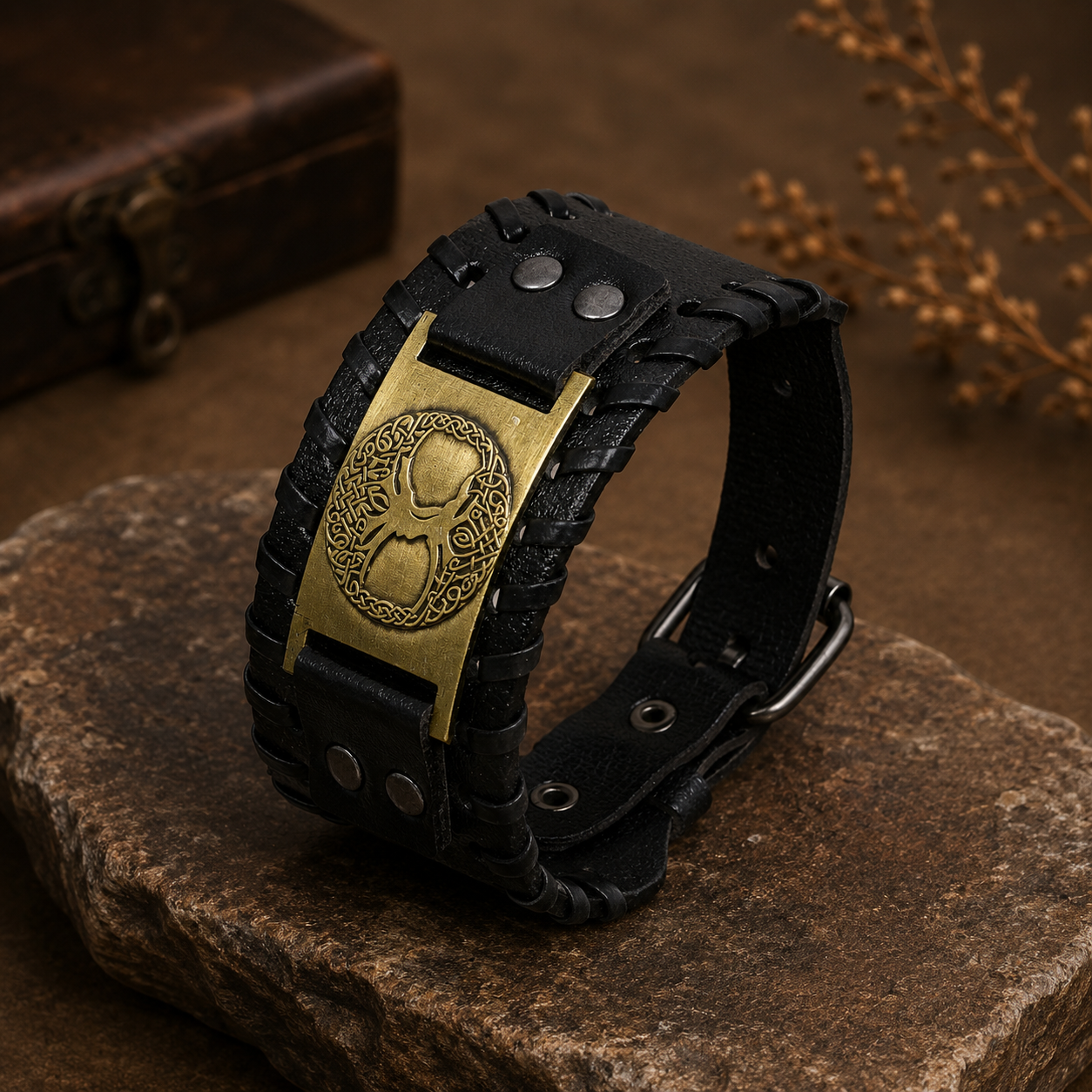 Black Braided Biker Wrap Leather Bracelet for Men – Classic Edition