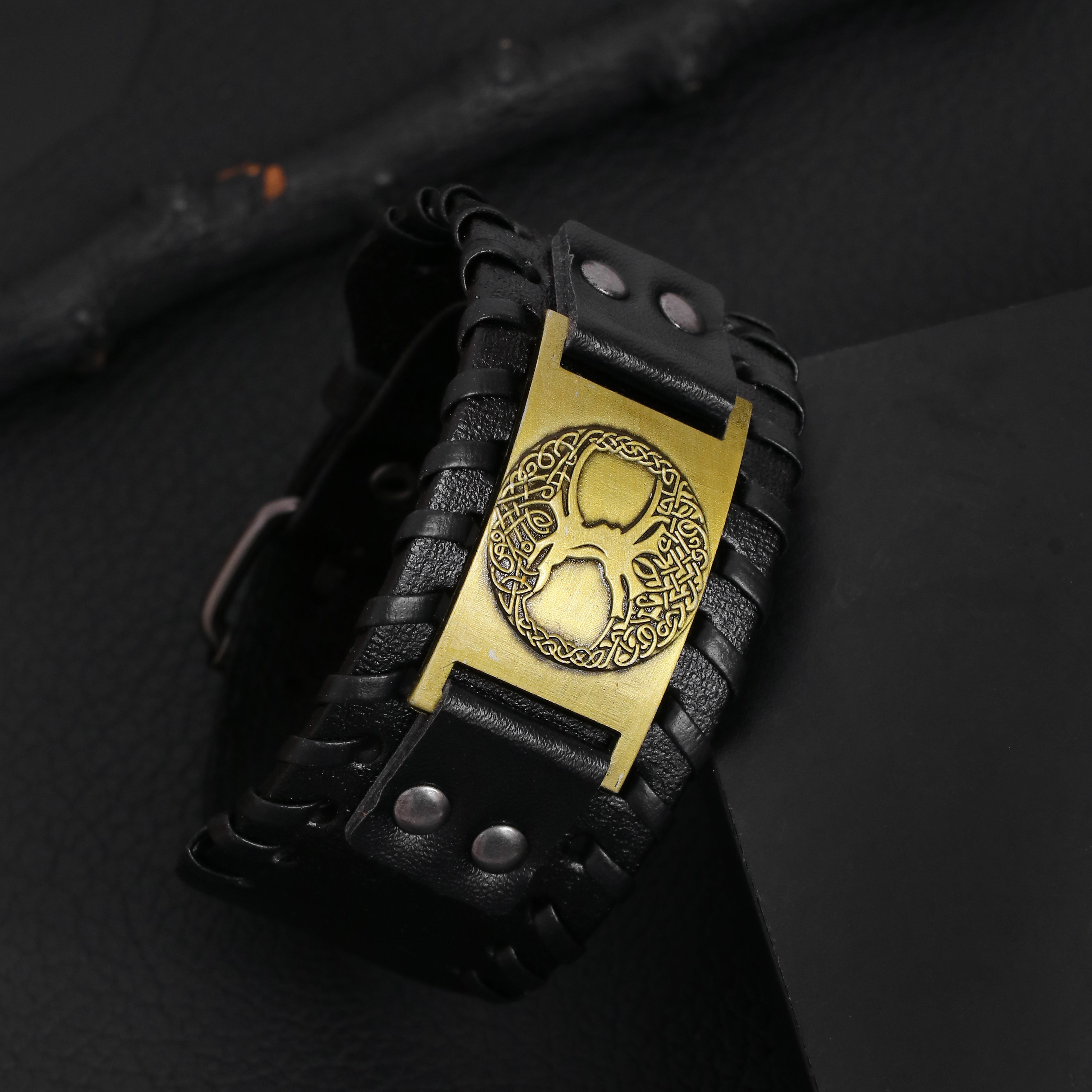 Black Braided Biker Wrap Leather Bracelet for Men – Classic Edition