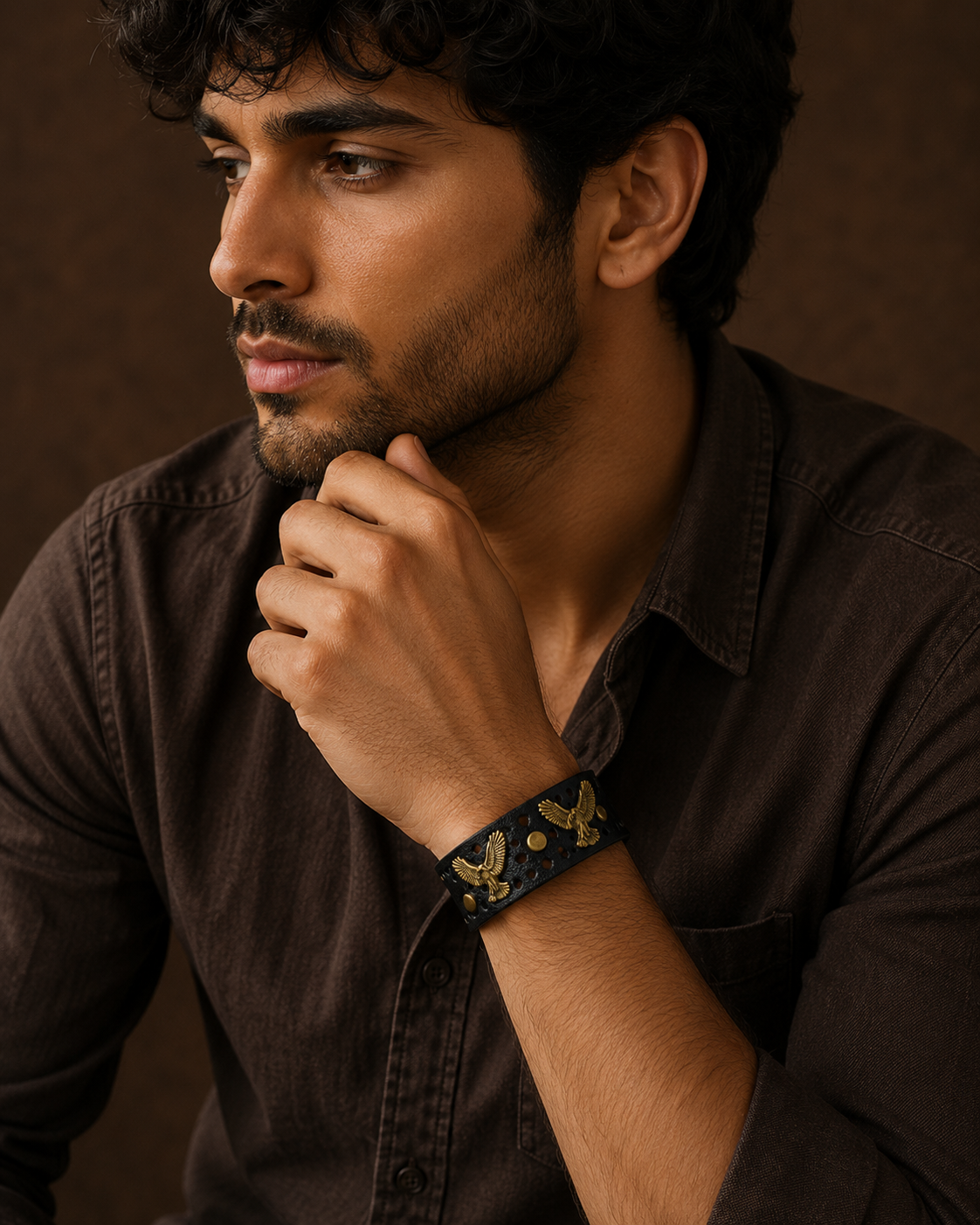 Black Eagle Braided Biker Wrap Leather Bracelet for Men – Eagle Edition