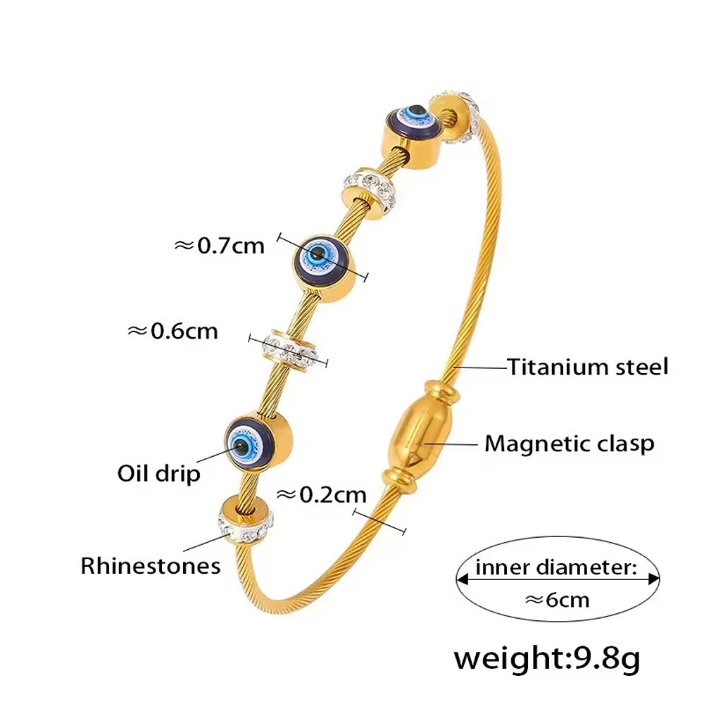Gold-Plated Blue Eye Beaded Bracelet For Women