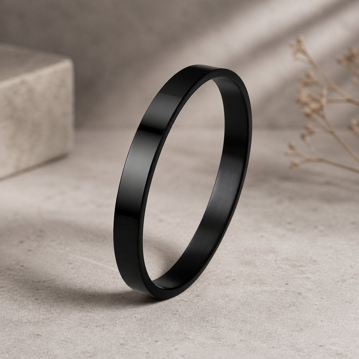 Black Stainless Steel Magnetic Clasp Kada Bracelet For Men