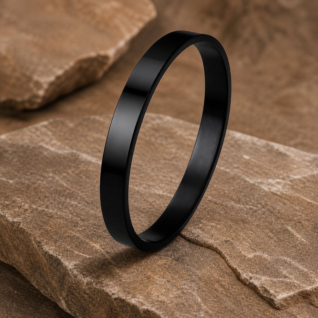 Black Stainless Steel Magnetic Clasp Kada Bracelet For Men