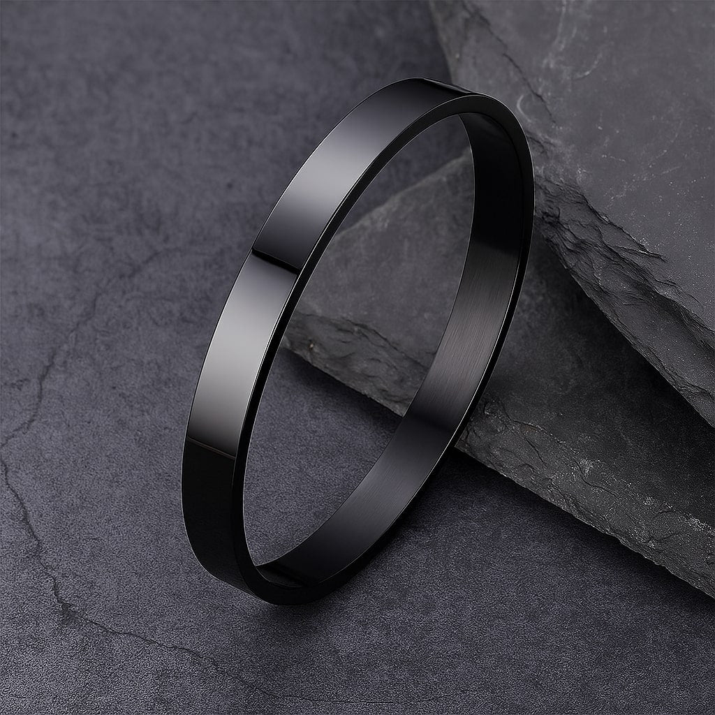 Black Stainless Steel Magnetic Clasp Kada Bracelet For Men