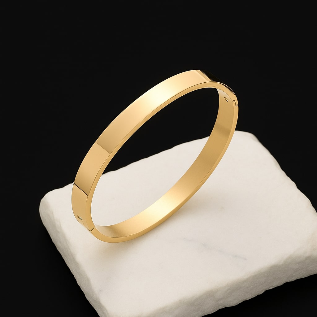 Gold Stainless Steel Magnetic Clasp Kada Bracelet for Men
