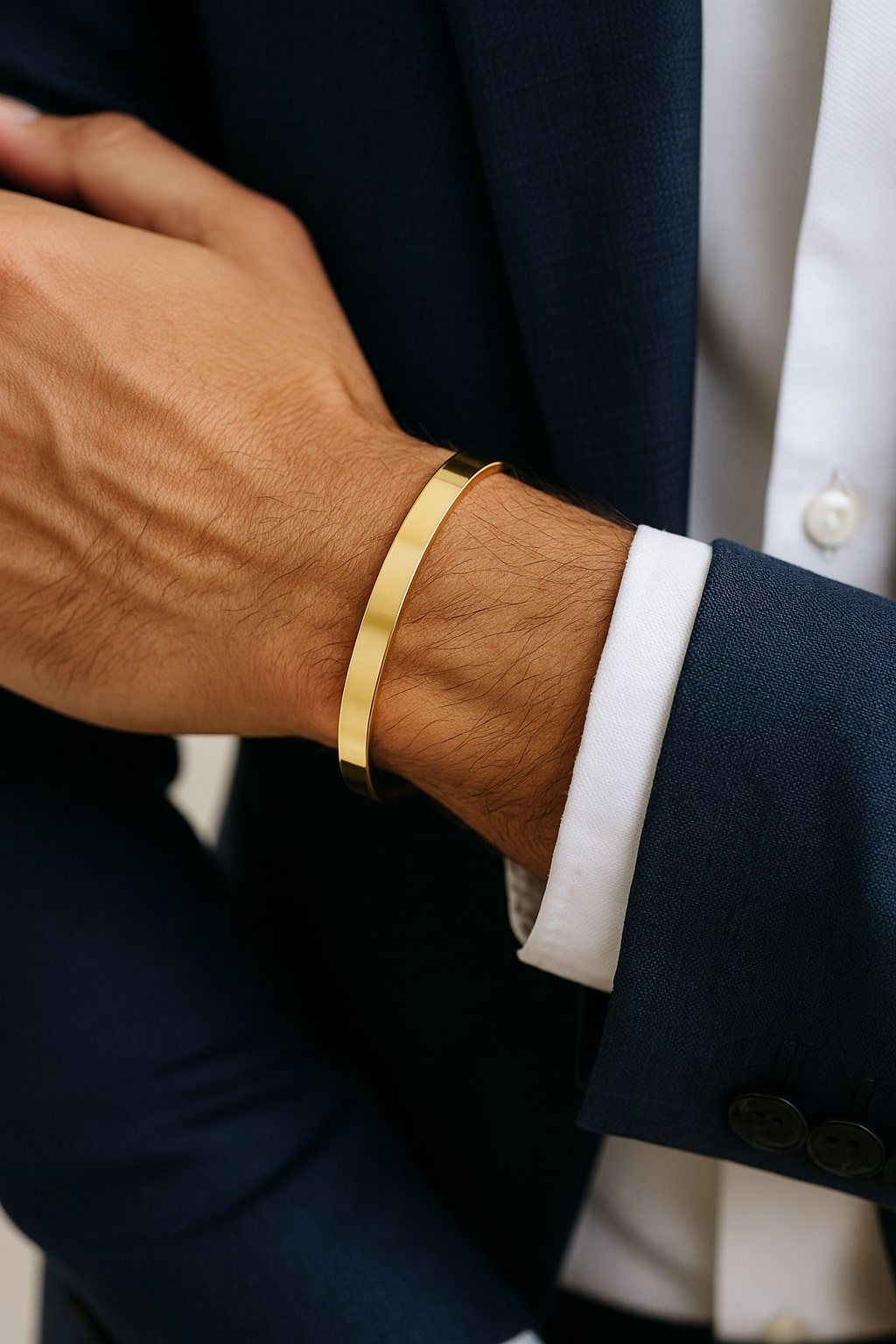 Gold Stainless Steel Magnetic Clasp Kada Bracelet for Men