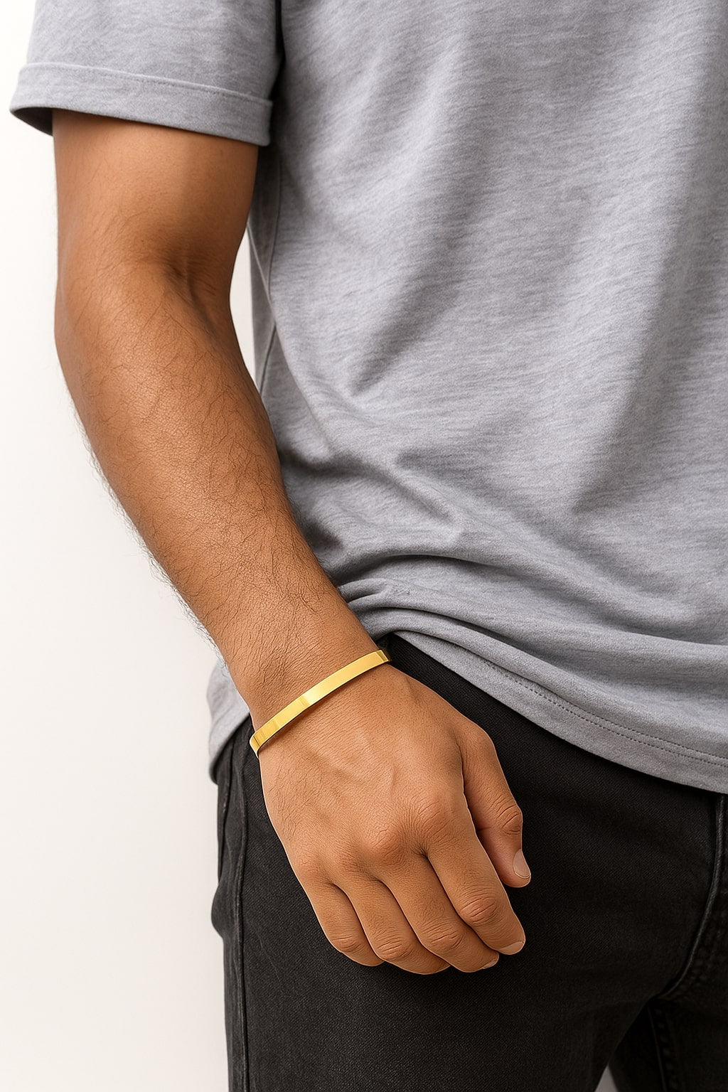 Gold Stainless Steel Magnetic Clasp Kada Bracelet for Men