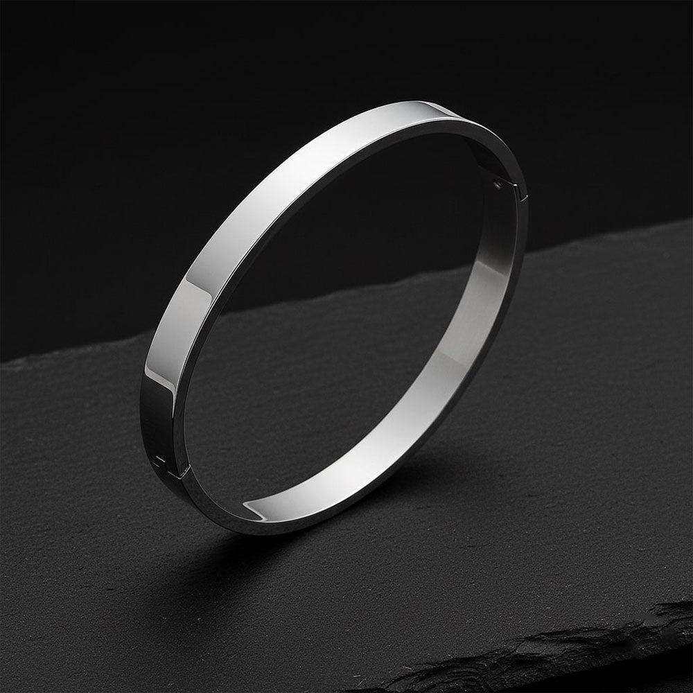 Silver Stainless Steel Magnetic Clasp Kada Bracelet for Men
