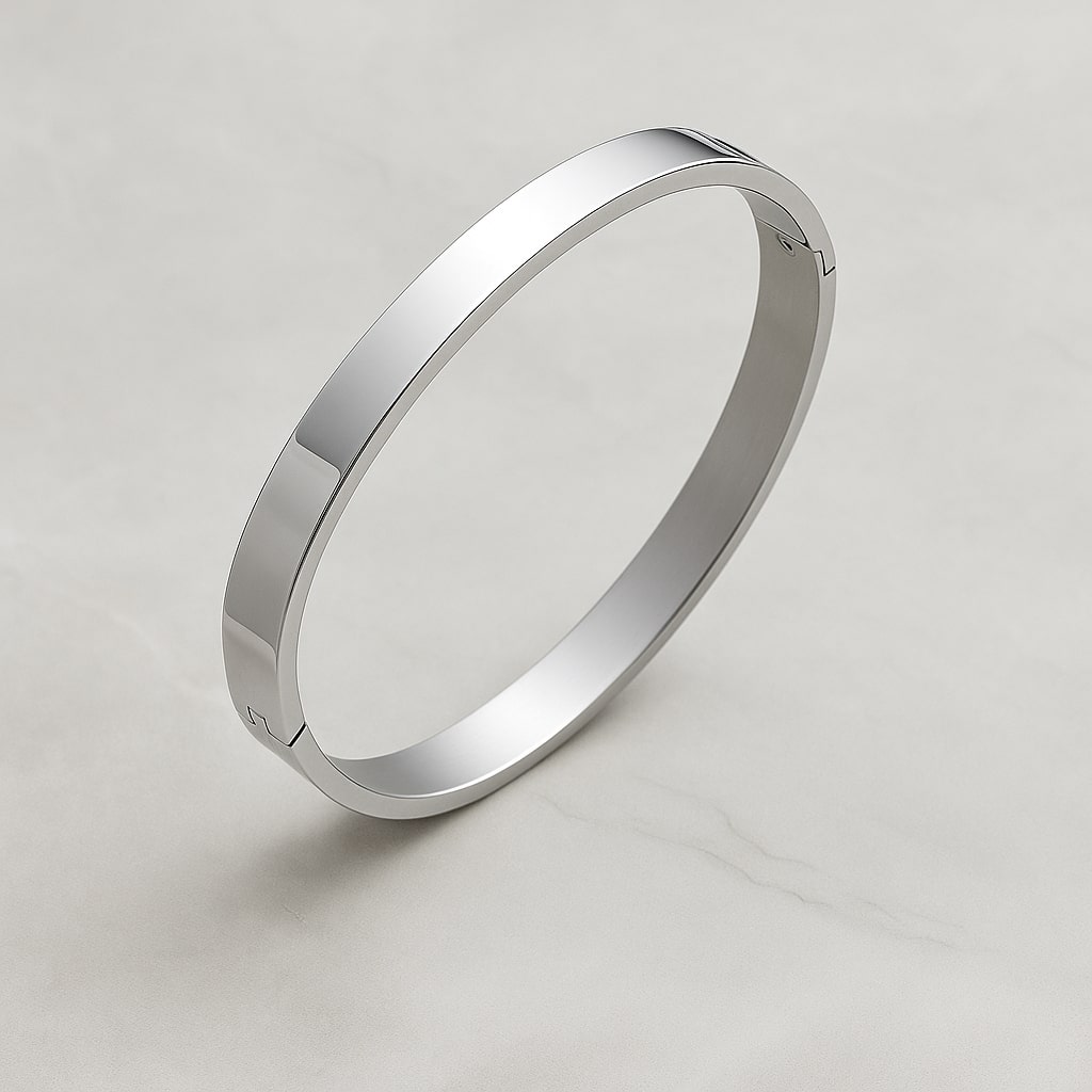 Silver Stainless Steel Magnetic Clasp Kada Bracelet for Men