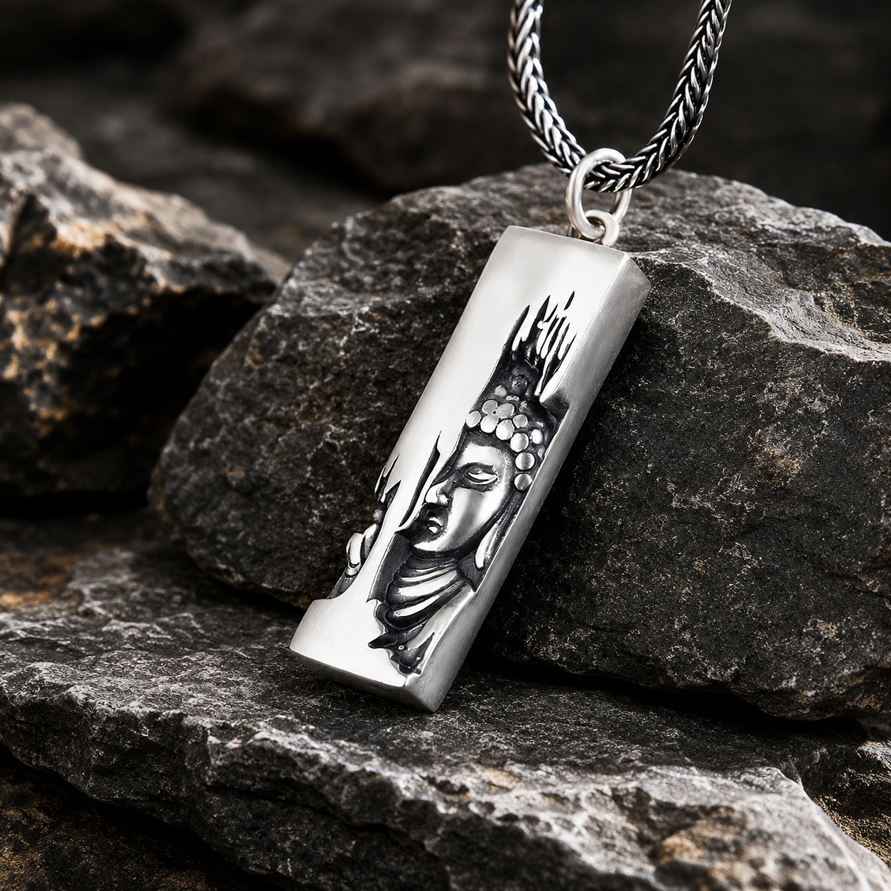 Sterling Silver Buddha Pendant for Men