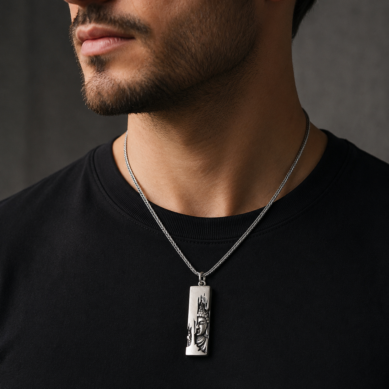 Sterling Silver Buddha Pendant for Men