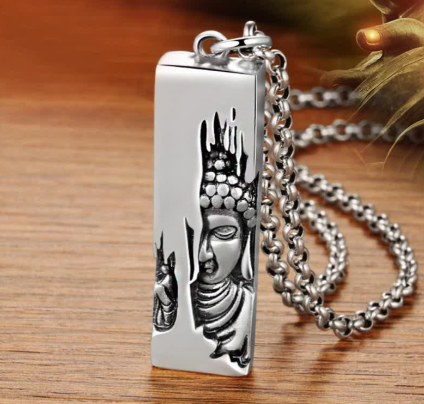 Sterling Silver Buddha Pendant for Men