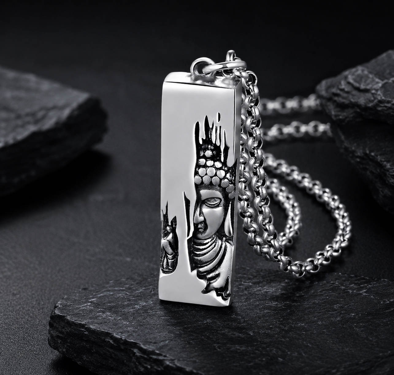 Sterling Silver Buddha Pendant for Men