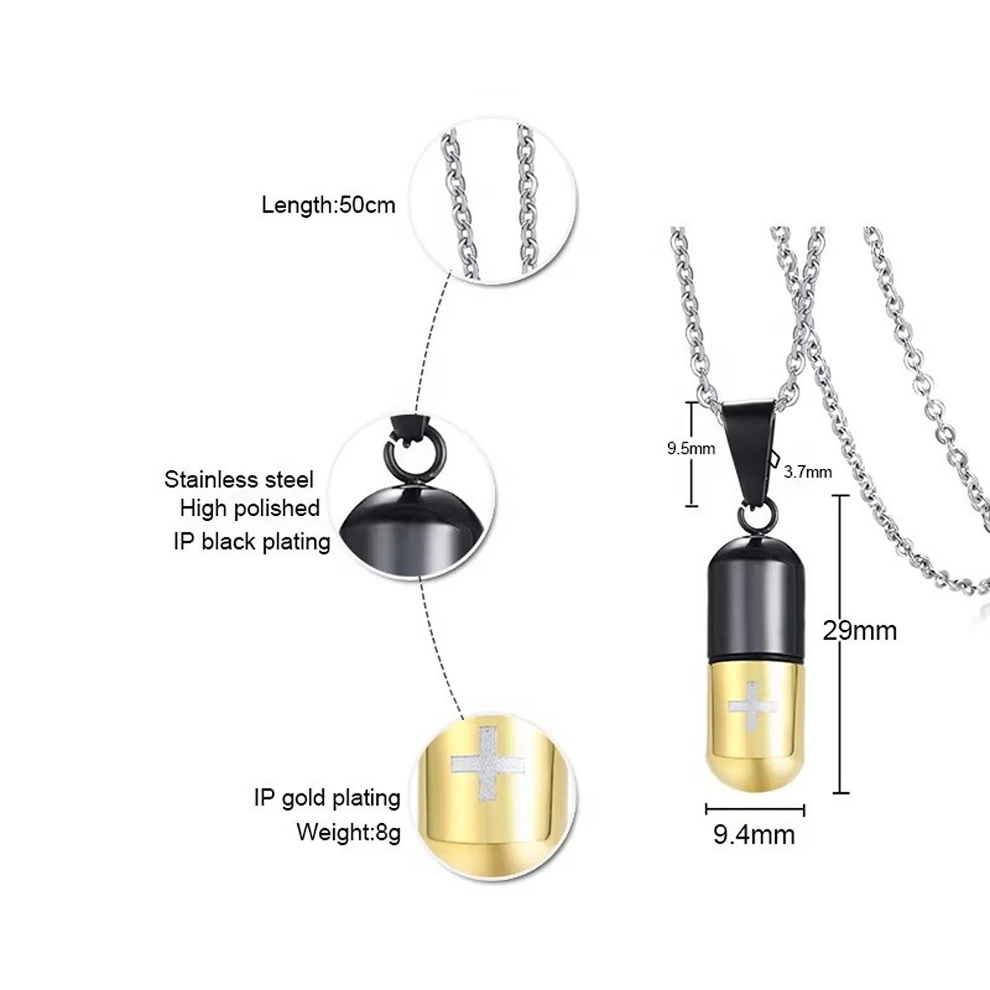 Stainless Steel Cross Silver Chain Pendant Necklace for Men