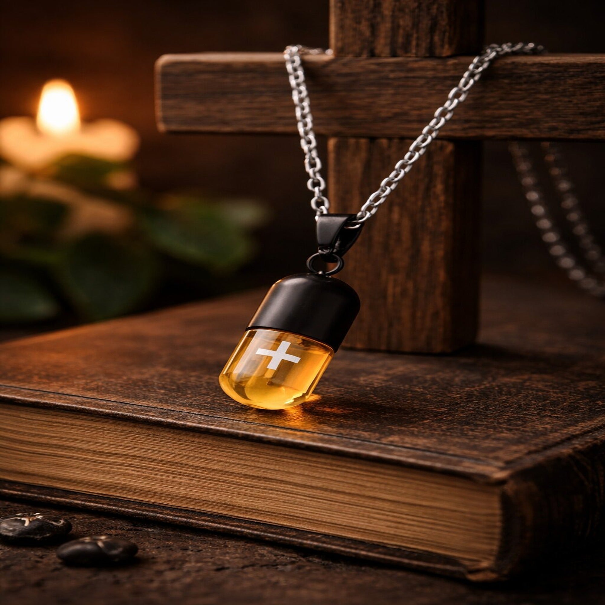 Stainless Steel Cross Silver Chain Pendant Necklace for Men