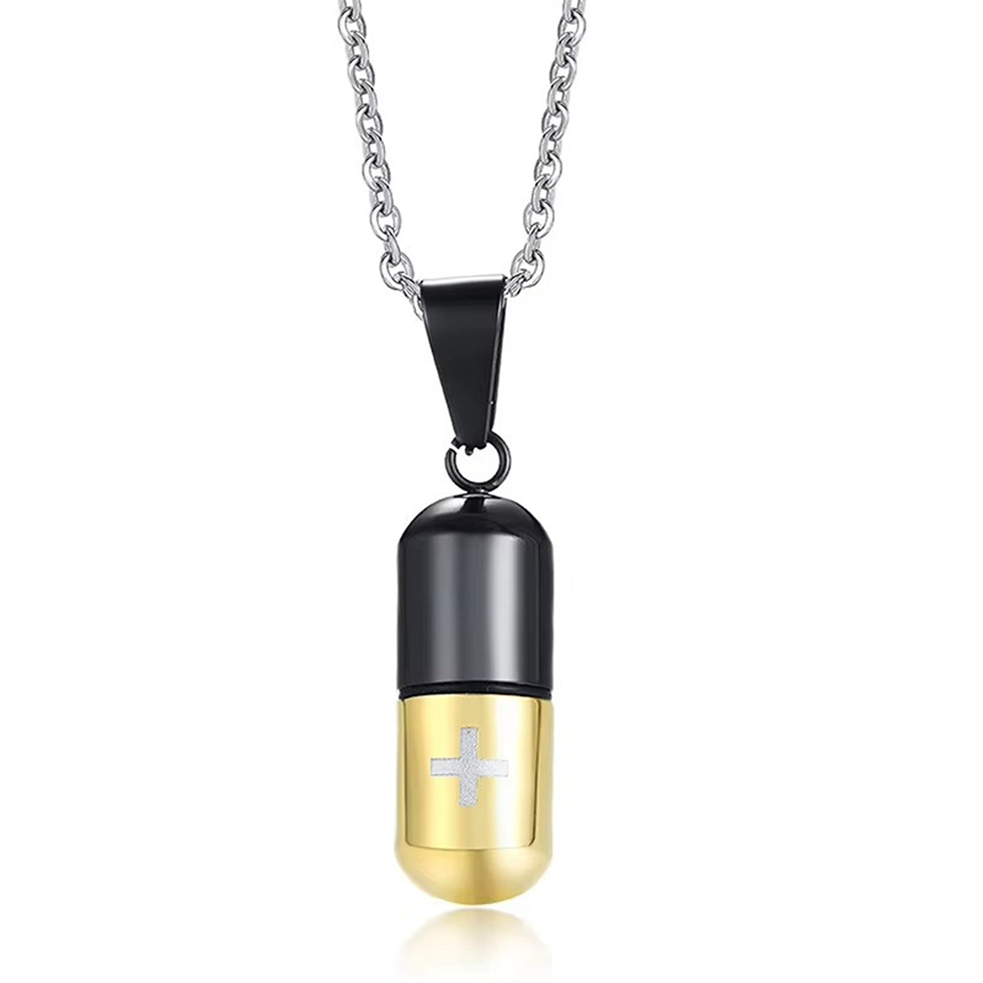 Stainless Steel Cross Silver Chain Pendant Necklace for Men