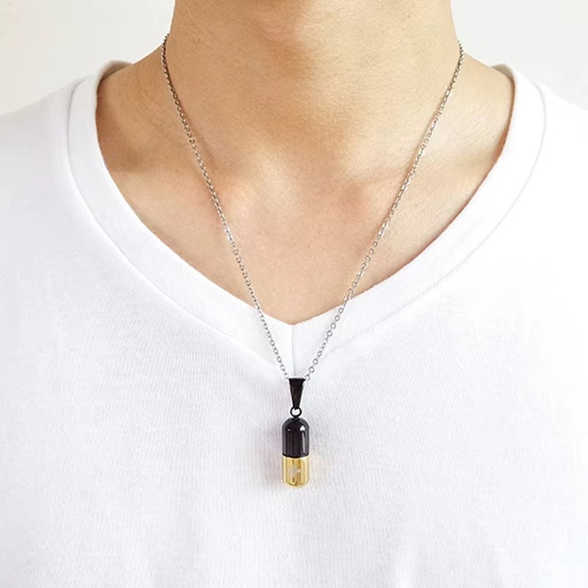 Stainless Steel Cross Silver Chain Pendant Necklace for Men