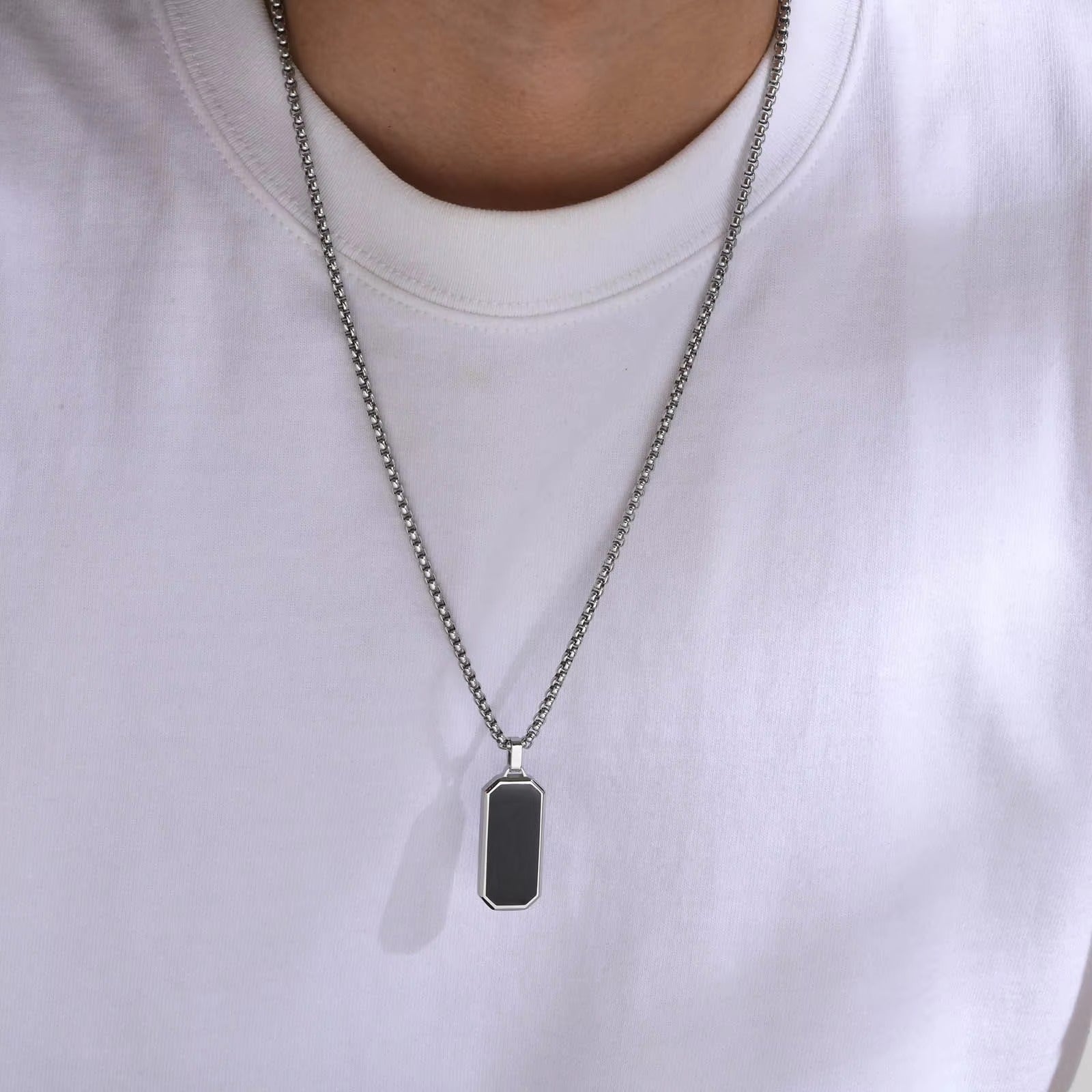 Stainless Steel Silver Chain Pendant Necklace for Men