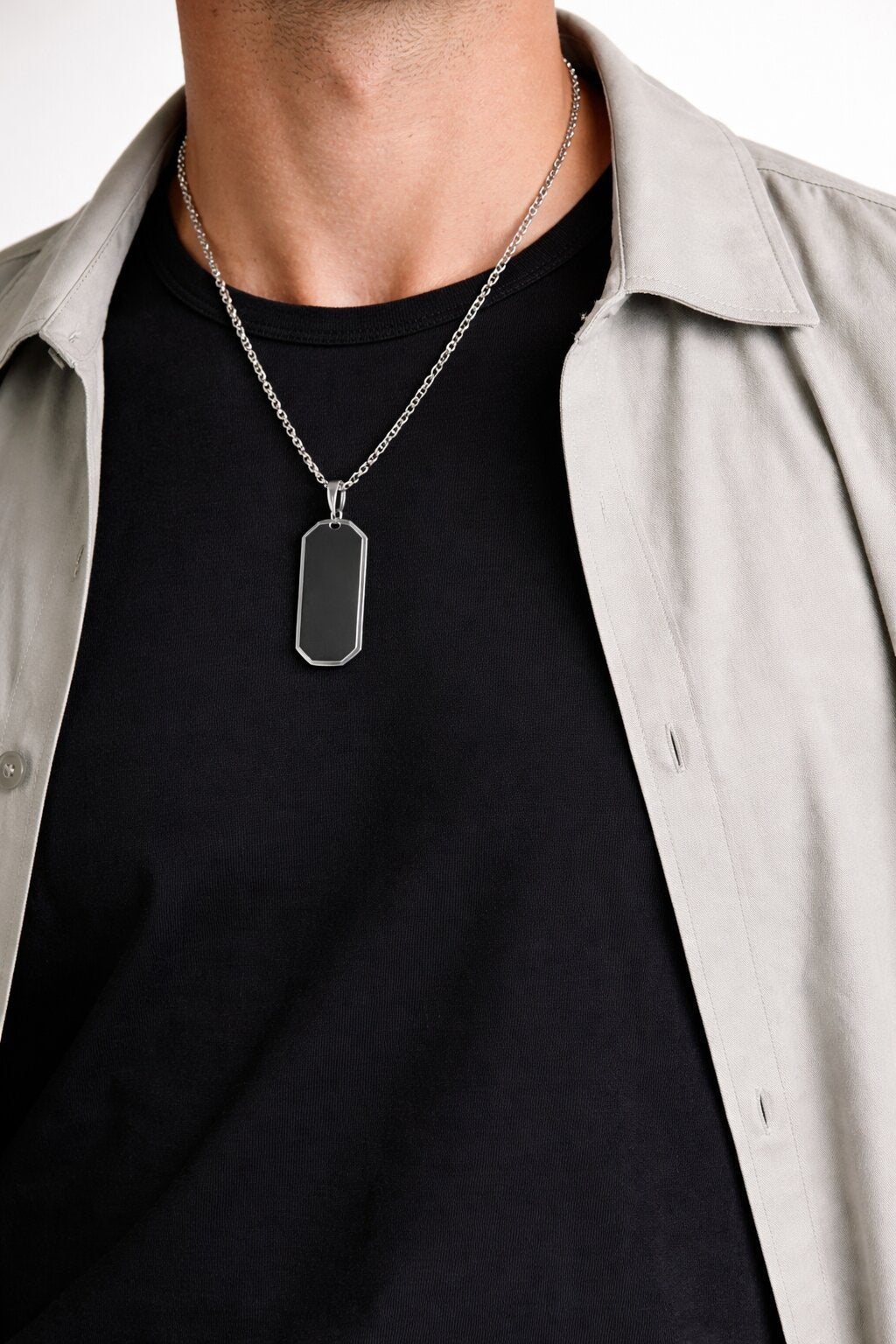 Stainless Steel Silver Chain Pendant Necklace for Men
