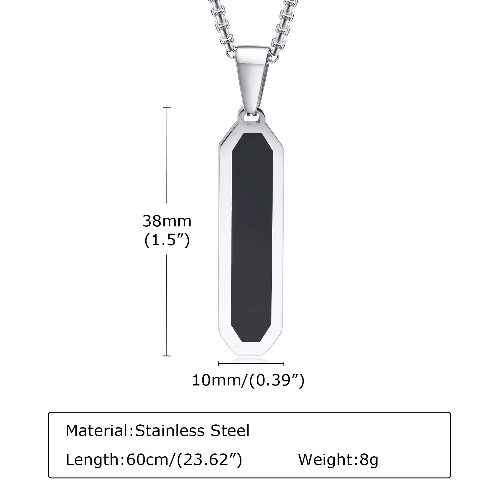 Hip Hop Sleek Black Long Pendant Chain Necklace for Men