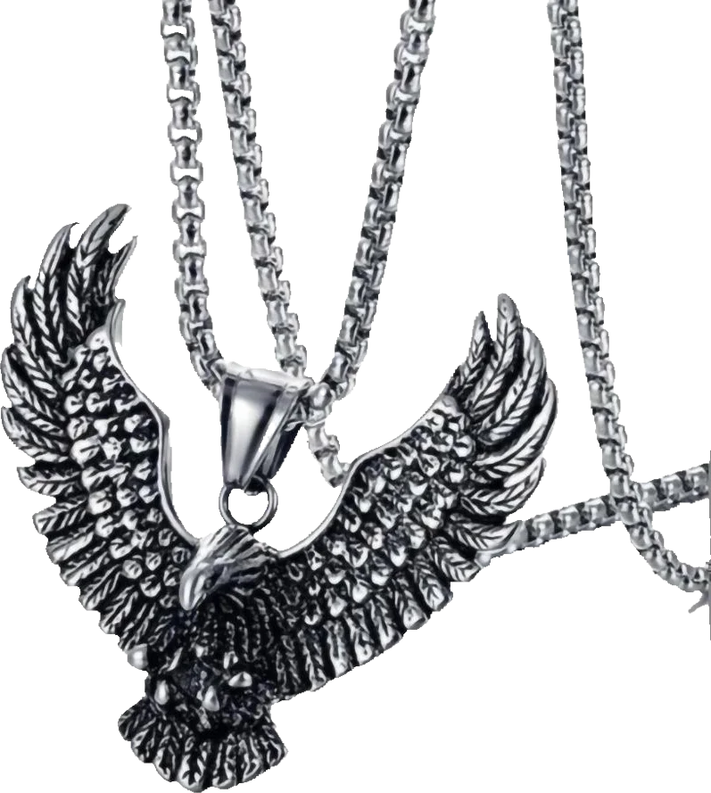 Oxidised Silver Eagle Pendant Chain Necklace for Men/Boy's