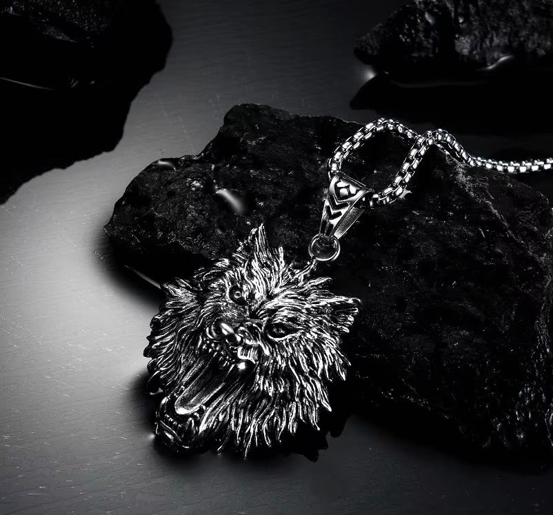 Bold Roaring King Animal Head Pendant Chain Necklace for Men