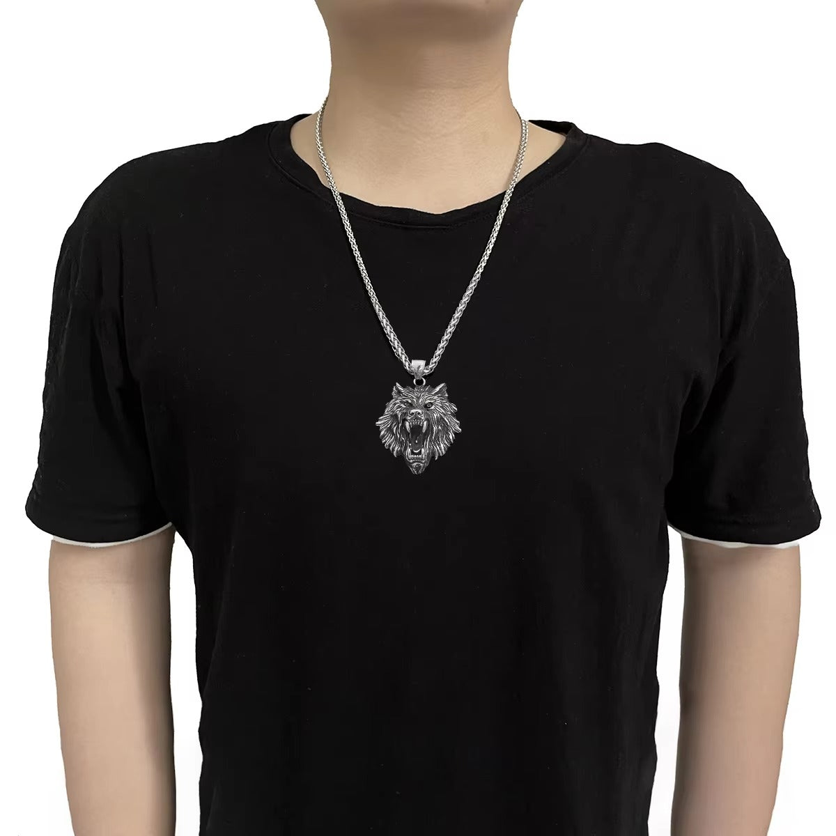 Bold Roaring King Animal Head Pendant Chain Necklace for Men