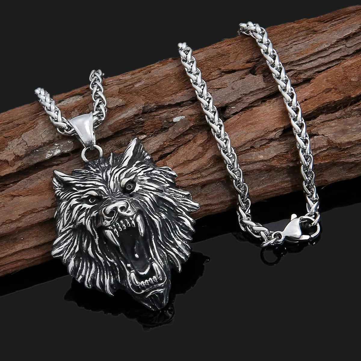 Bold Roaring King Animal Head Pendant Chain Necklace for Men