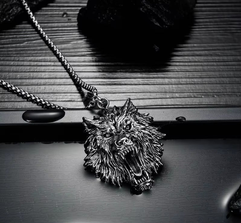 Bold Roaring King Animal Head Pendant Chain Necklace for Men