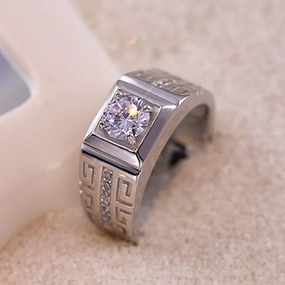 American Diamond Men Wedding Ring (Silver) image 4