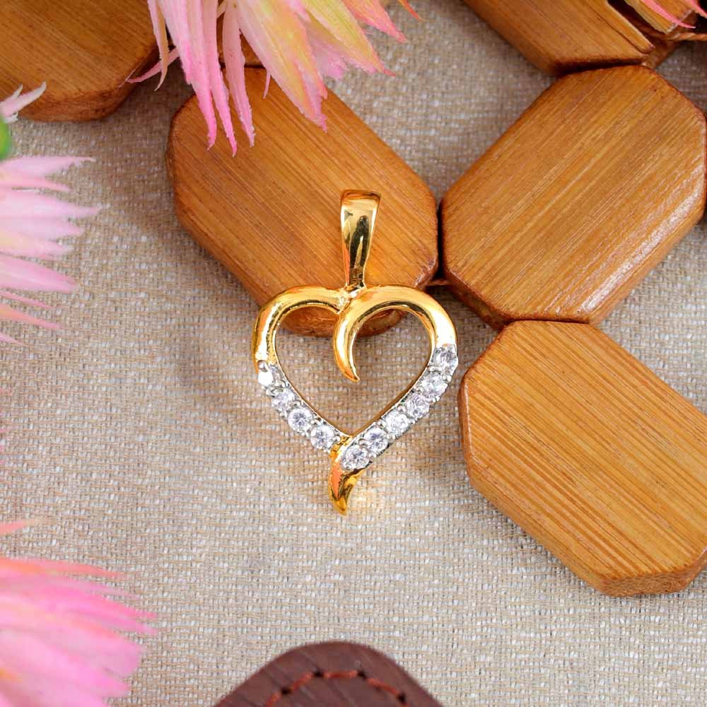 Gold Plated Ad Crystal Cubic Zirconia Heart Shape Without Chain Pendant for Women/Girls. image 1