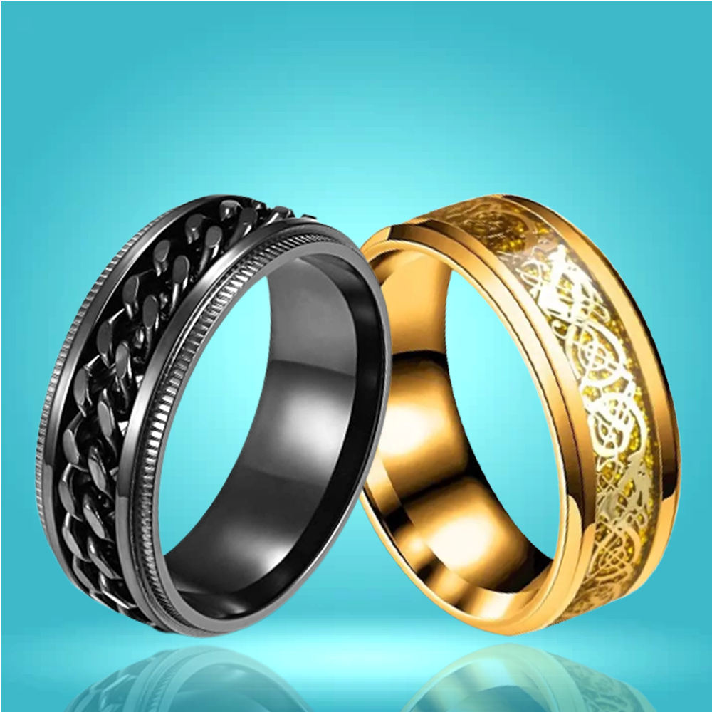 Dragon Spinner Black & Gold Combo Ring image 0