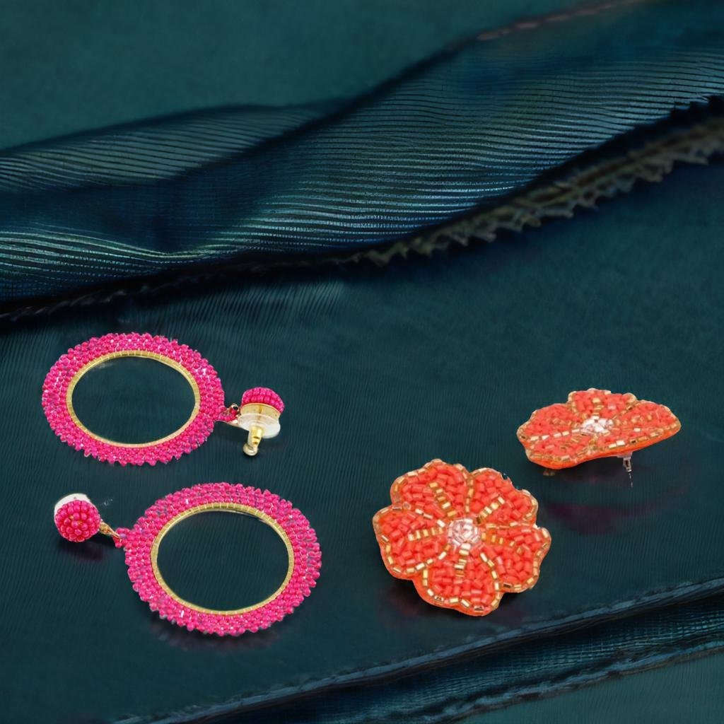 Handcrafted Beaded Earrings Combo Set image 0