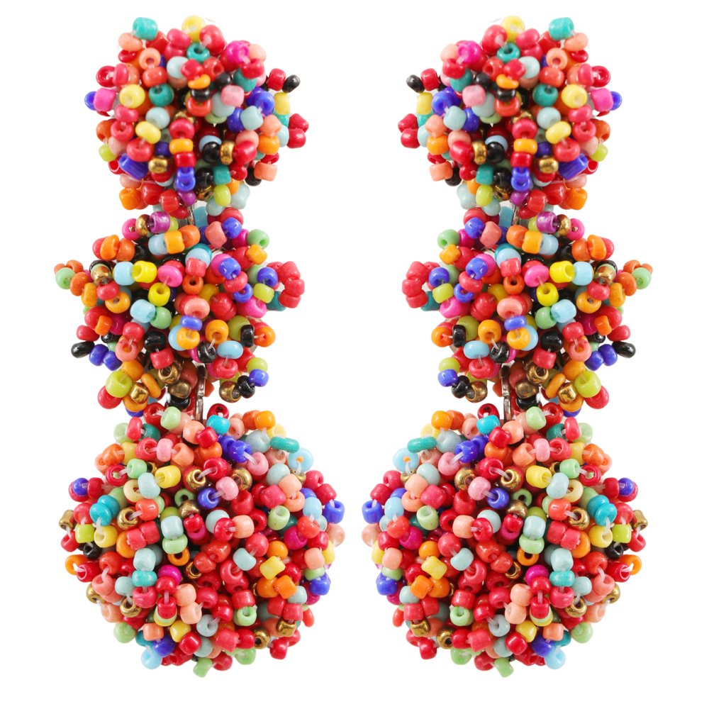 Beaded Pearl Multicolor Pops Dangler Earrings image 3