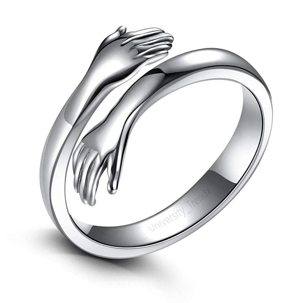 Adjustable Silver Hug Hand Ring image 2