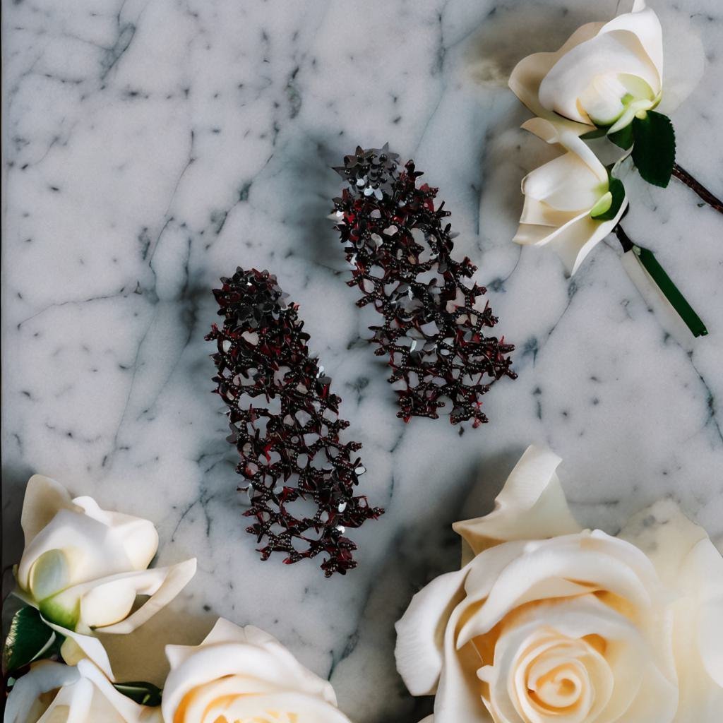 Black Beaded Tassel Dangler Earrings image 2