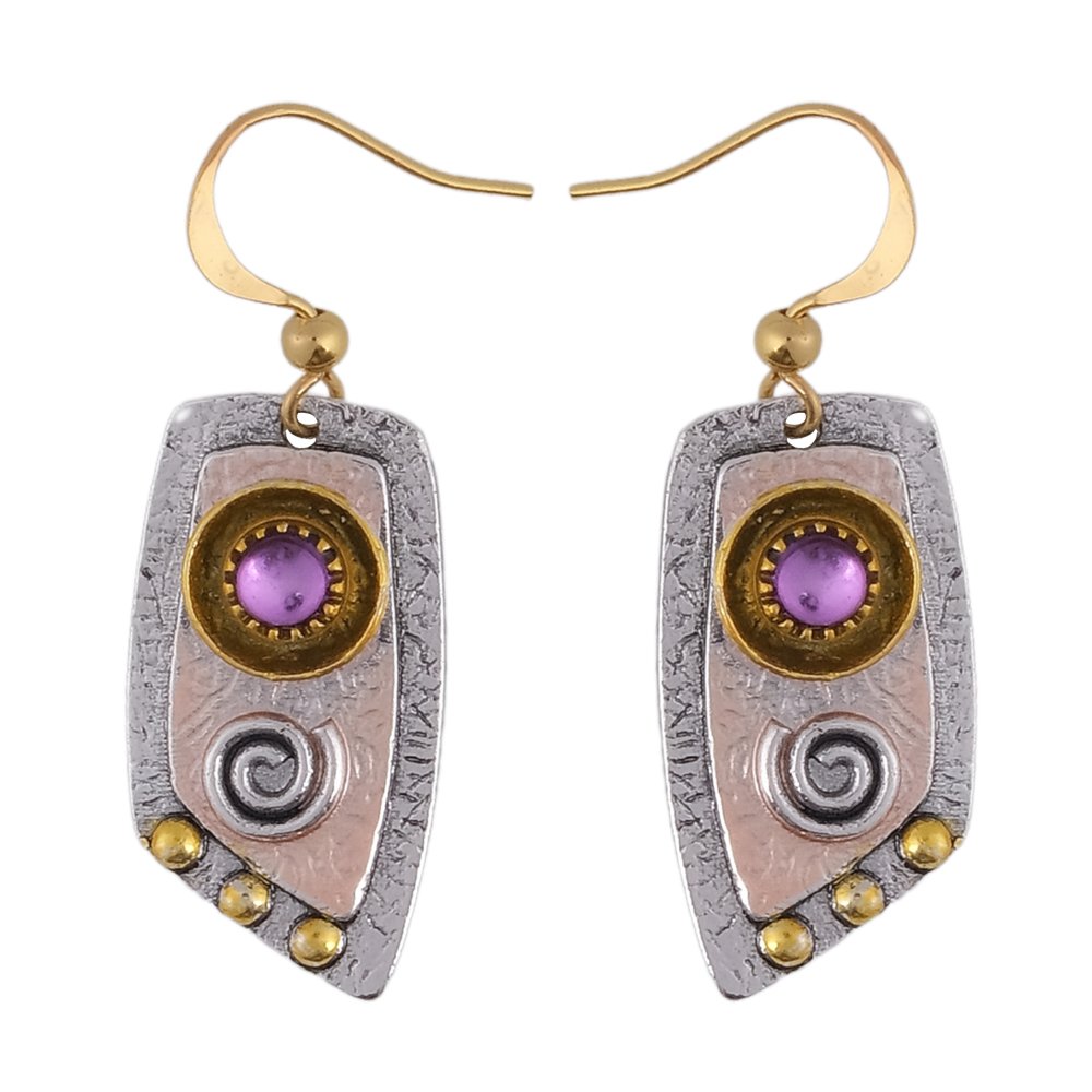 Boho Gold-Plated Wooden Multicolor Dangler Earrings image 2