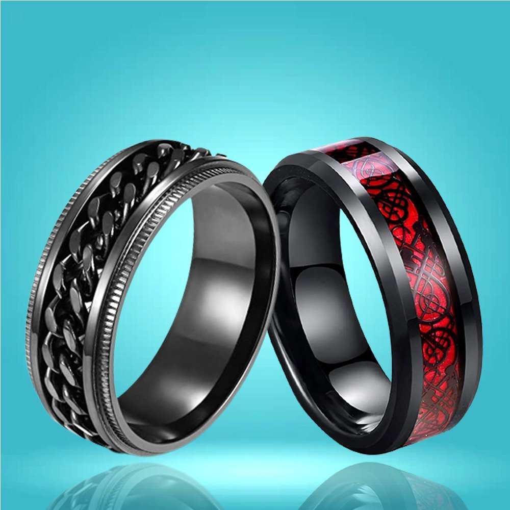 Dragon Spinner Black & Red Combo Ring image 0