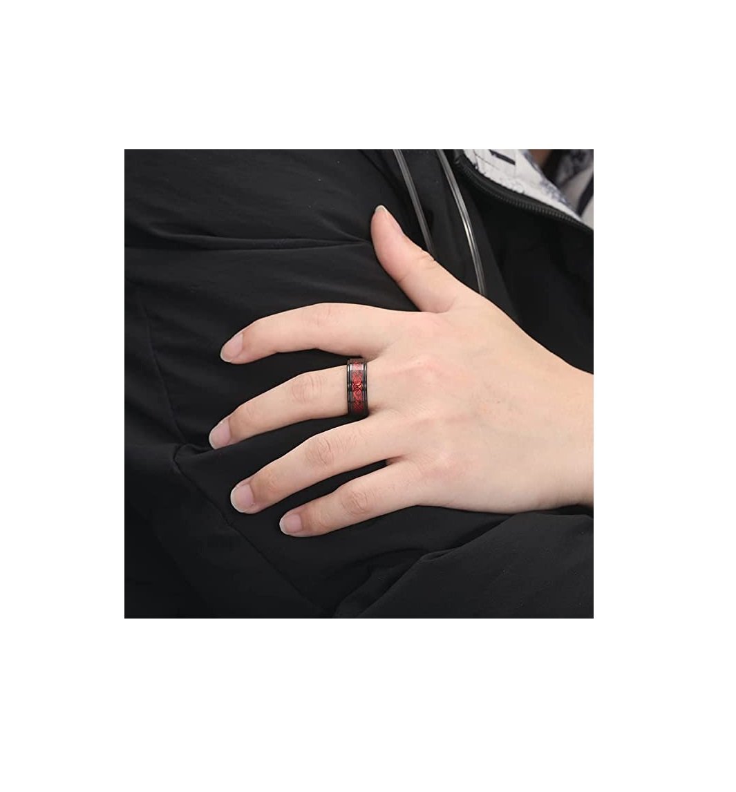 Men's Black Metal Dragon Red Crystal Ring image 1