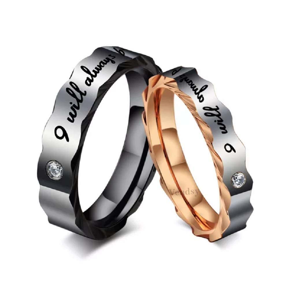 Always with You Couple Rings in Gold & Black image 3