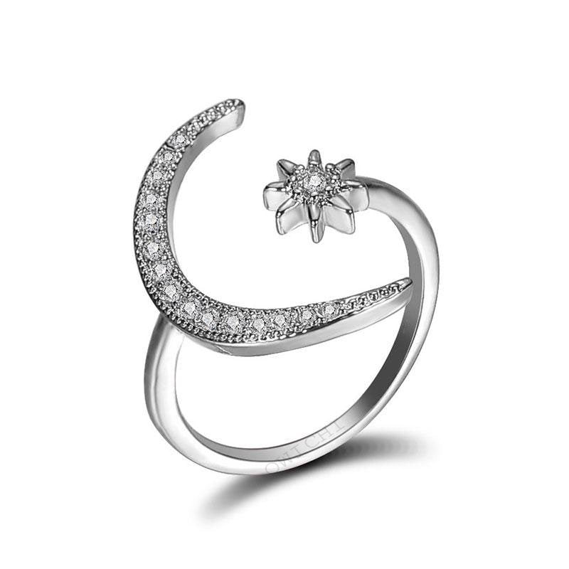 Star and Moon Ring (Silver) image 0